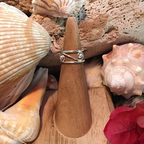 Wide Band Swirl Sterling Silver Toe Ring - Picture 1 of 5